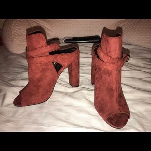 Maroon suede high heels